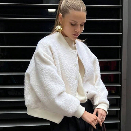 Damen kuschelige Fleece-Jacke im lässigen Stil mit praktischen Taschen R&B
