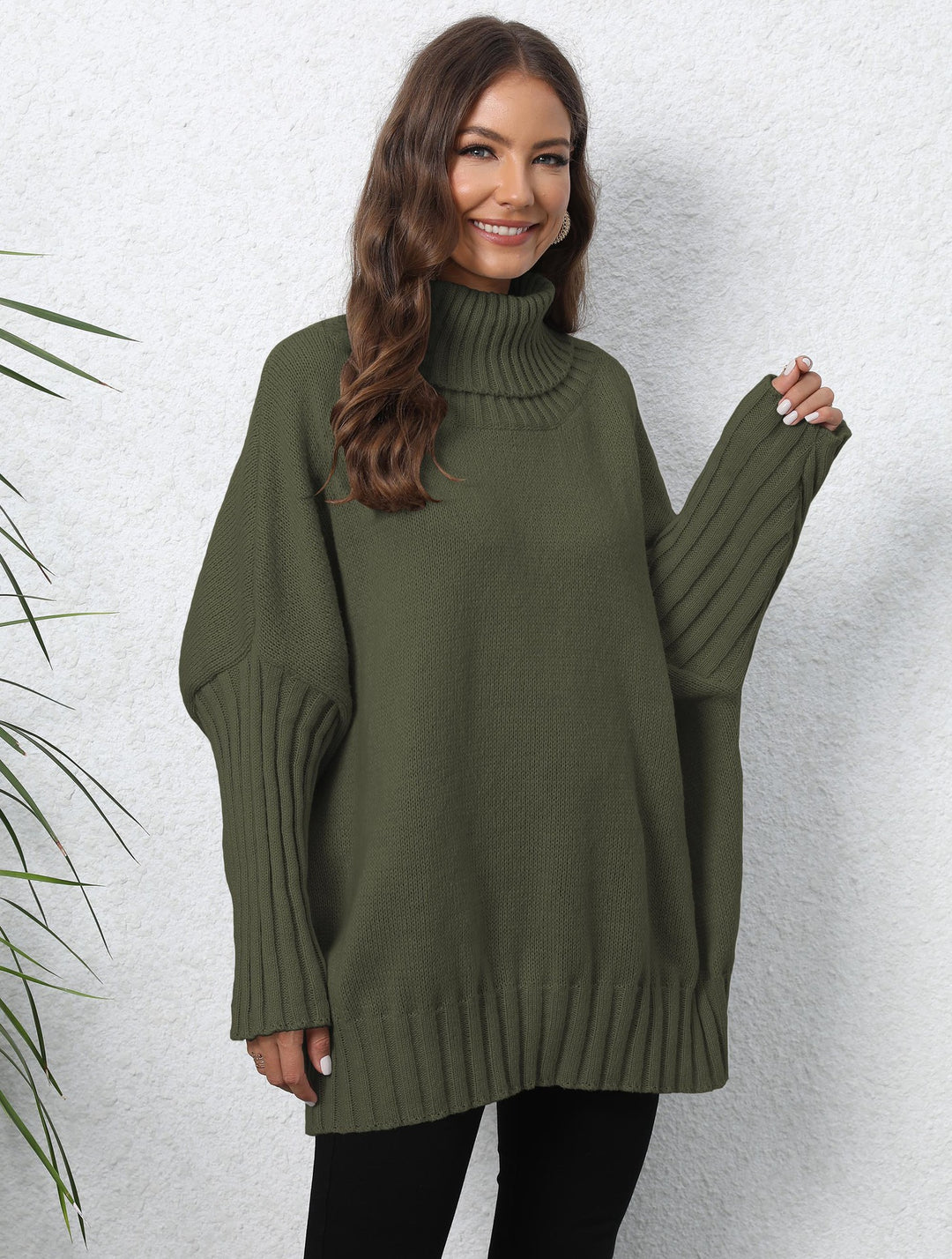 Damen Oversize Rollkragenpullover mit strukturiertem Strick R&B