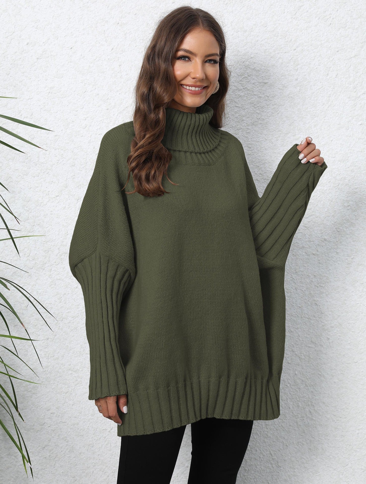 Damen Oversize Rollkragenpullover mit strukturiertem Strick R&B