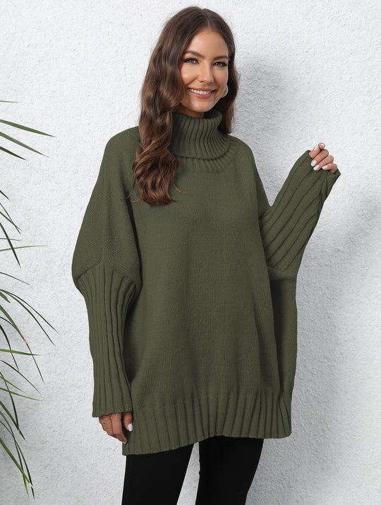 Damen Oversize Rollkragenpullover mit strukturiertem Strick R&B