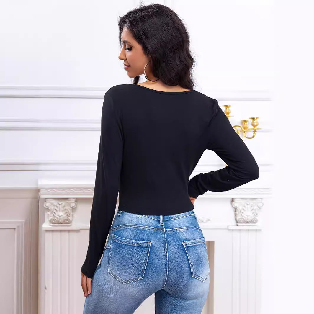 Damen Wrap-Bluse mit Ballonärmeln R&B
