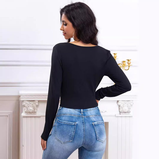 Damen Wrap-Bluse mit Ballonärmeln R&B
