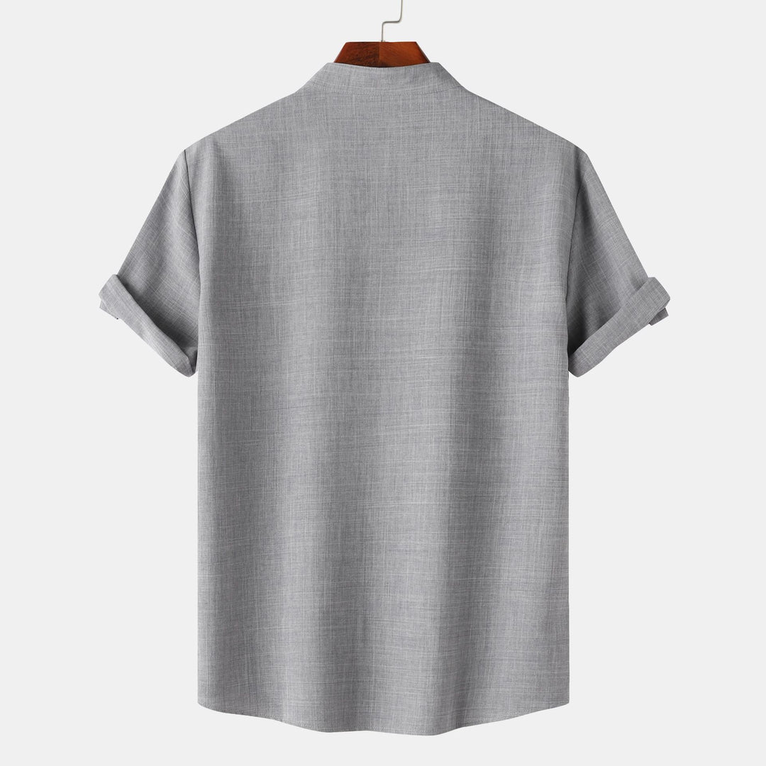 Herren Kurzarmhemd mit innovativem Henley-Ausschnitt und lässigem Look R&B