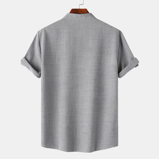 Herren Kurzarmhemd mit innovativem Henley-Ausschnitt und lässigem Look R&B