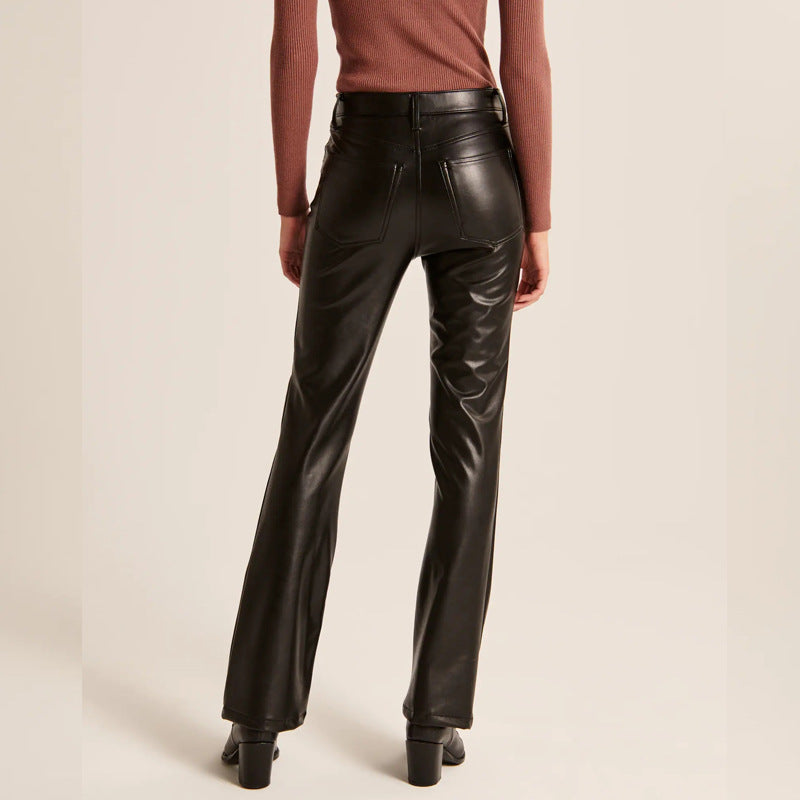 Damen Kunstlederhose mit geradem Bein