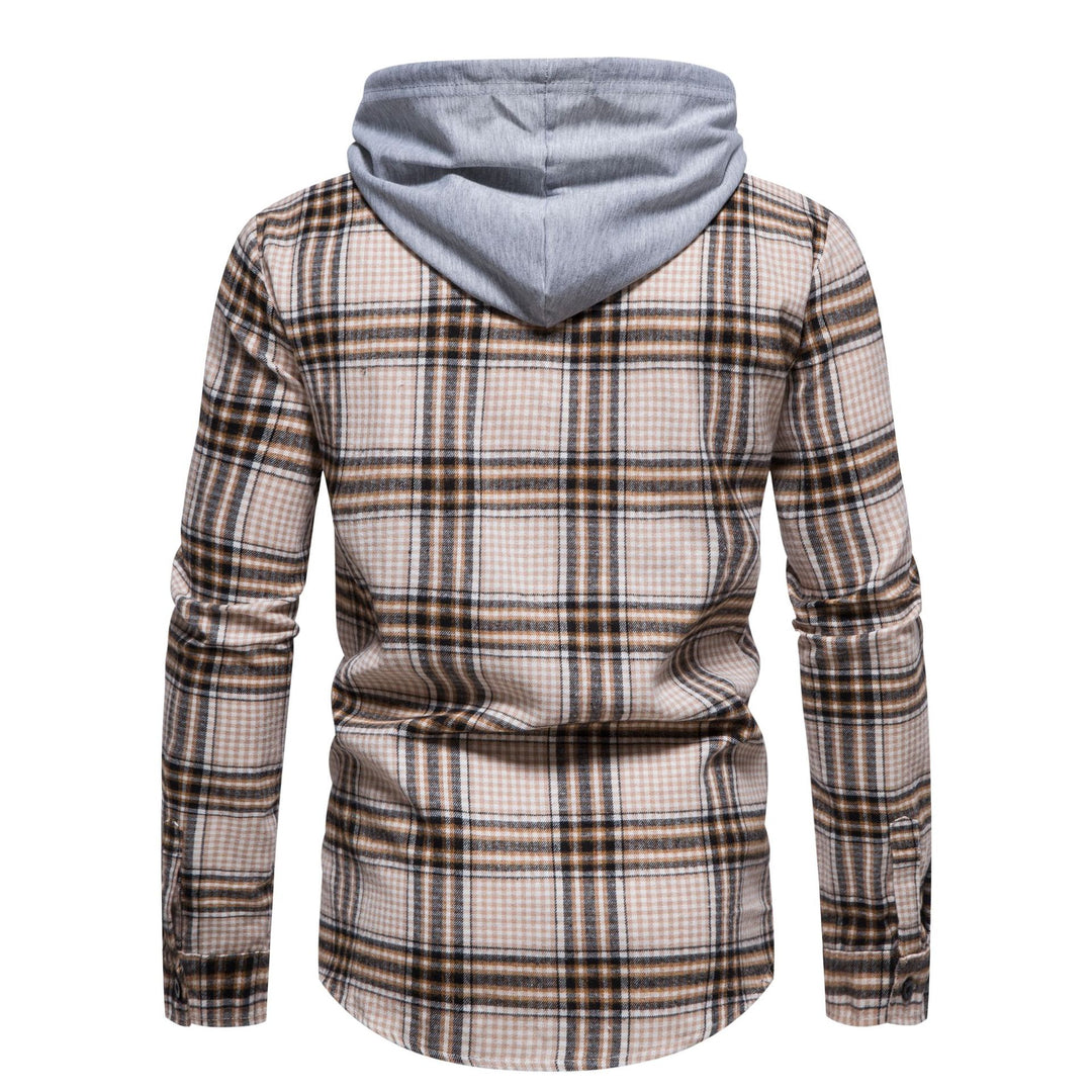 Herren Karo-Hemdjacke mit integrierter Kapuze und modernen Mustern R&B