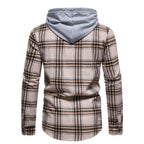 Herren Karo-Hemdjacke mit integrierter Kapuze und modernen Mustern
