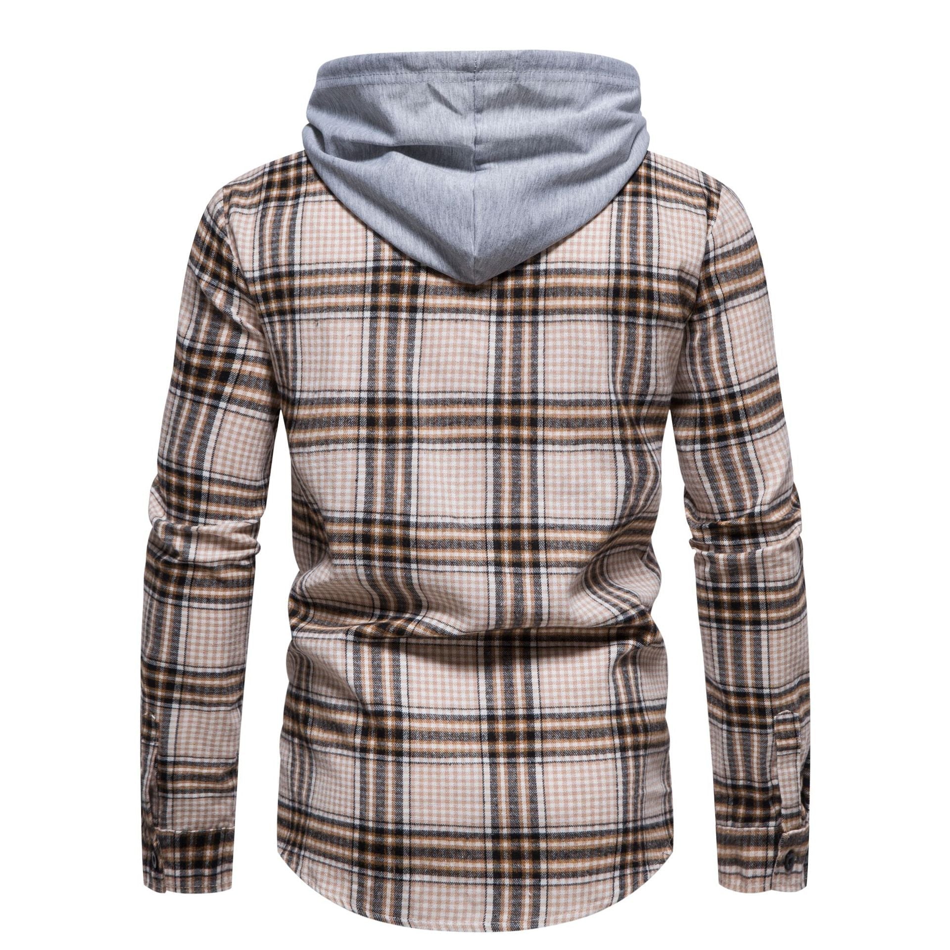 Herren Karo-Hemdjacke mit integrierter Kapuze und modernen Mustern