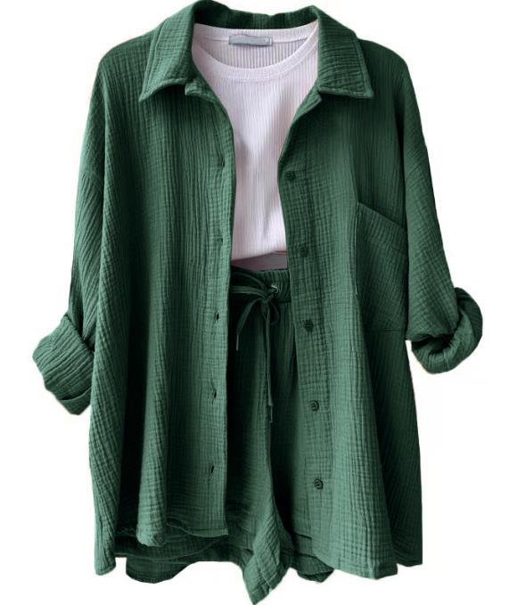 Damen lässiges Oversize-Hemd mit kurzem Schnitt und praktischen Taschen R&B