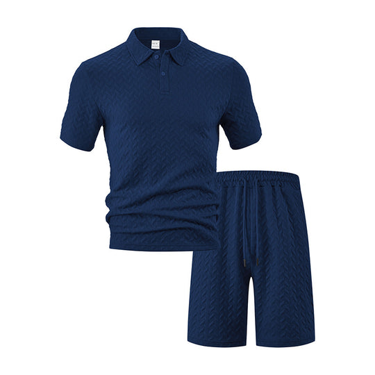 Herren nan strukturiertes Polo-Set aus atmungsaktiver Baumwollmischung R&B