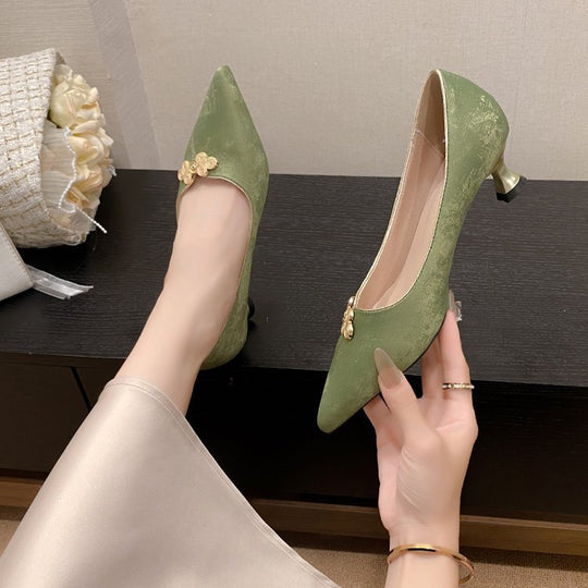 Damen elegante Spitze Pumps mit floralem Schmuckdetail R&B
