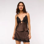 Damen Elegantes Negligé mit Spitzenakzenten R&B