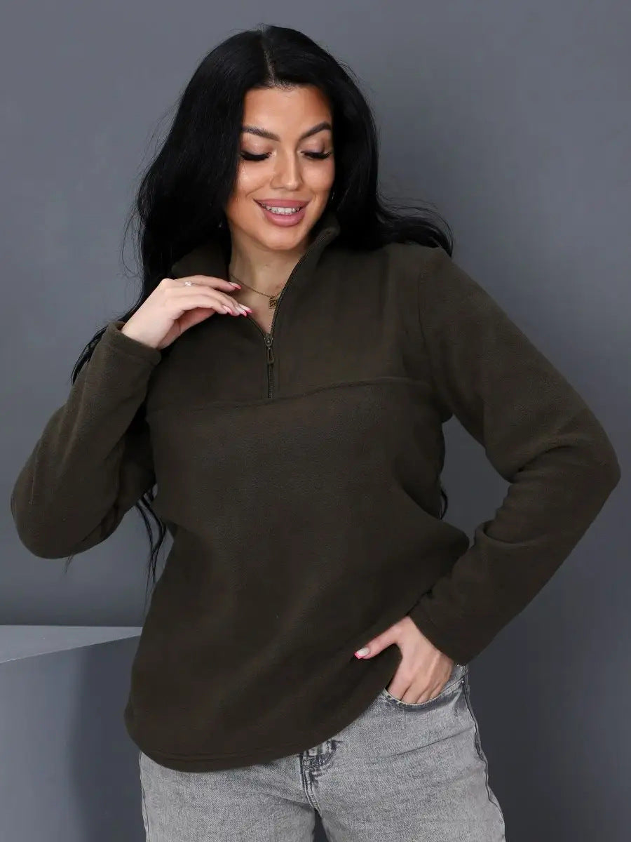 Damen Fleece-Pullover mit steigendem Kragen R&B