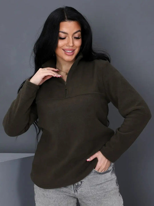 Damen Fleece-Pullover mit steigendem Kragen R&B