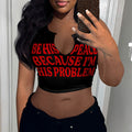Damen Crop-Top mit auffälligem Schriftzug und lockerer Passform R&B