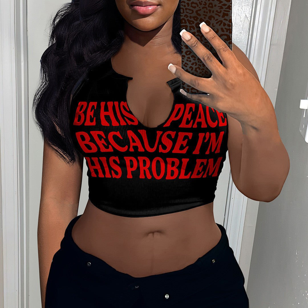 Damen Crop-Top mit auffälligem Schriftzug und lockerer Passform R&B