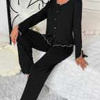 Damen Schlafanzug-Set mit eleganten Spitzenverzierungen R&B