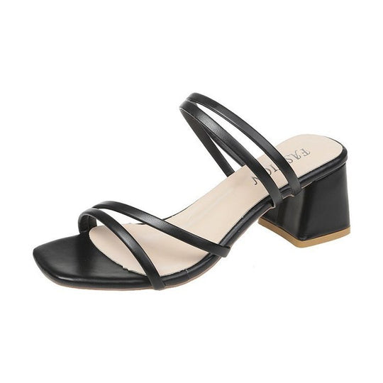 Damen Sandalen mit stilvollem Blockabsatz und feinen Riemen R&B