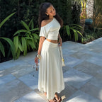 Damen Elegantes Maxikleid mit asymmetrischem Design und Raffung R&B