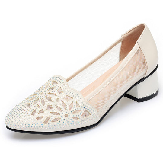Damen Ballerinas mit filigranem Blumenmuster und transparenten Mesh-Einsätzen R&B