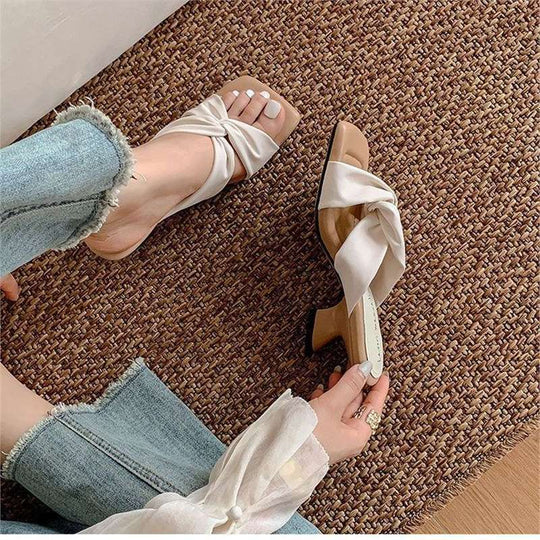 Damen elegante Slipper mit kunstvollem Knoten-Riemendesign R&B