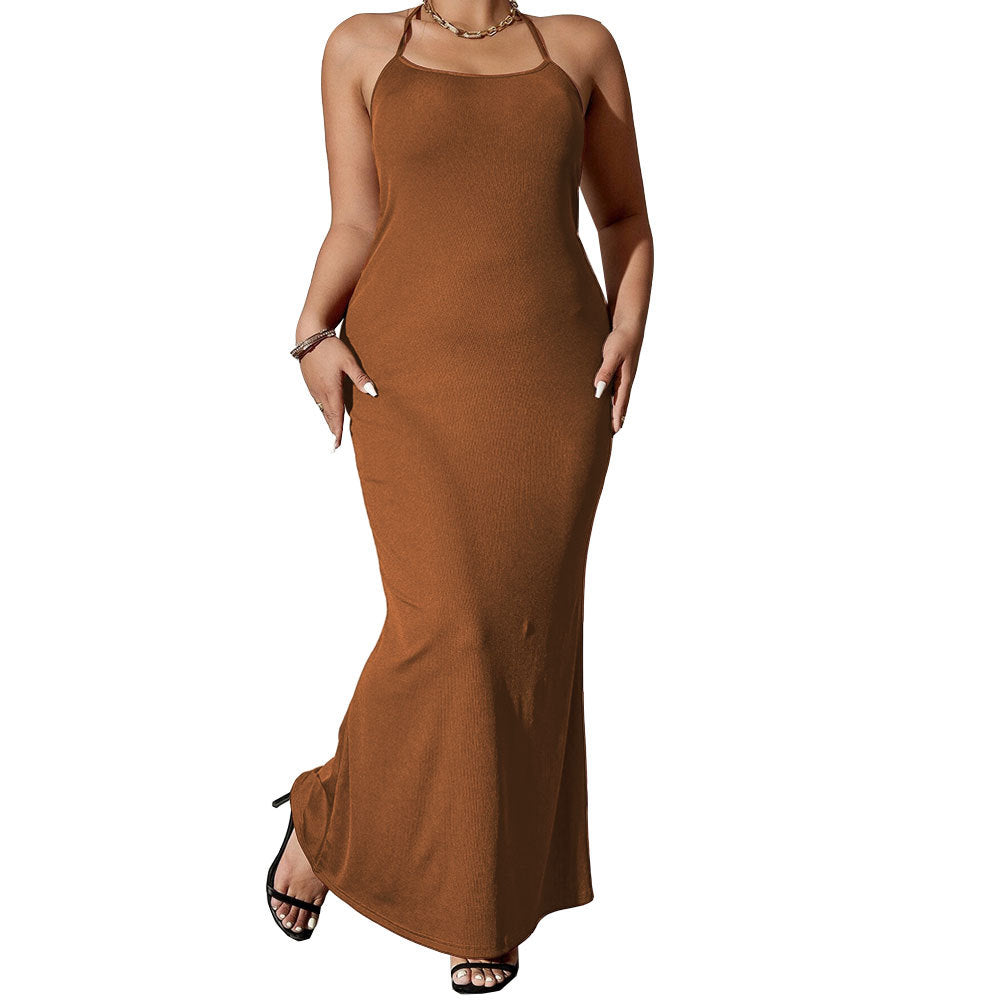 Damen elegantes Maxikleid mit schmalen Trägern und figurschmeichelndem Schnitt R&B