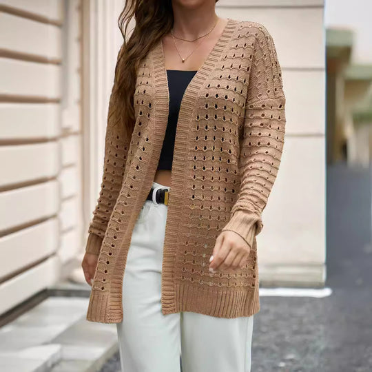 Damen Strickjacke mit luftiger Lochmuster-Optik R&B