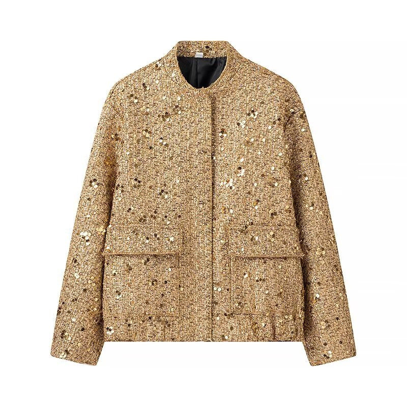 Damen Funktionsjacke mit glitzerndem Lurex und praktischen Taschen R&B