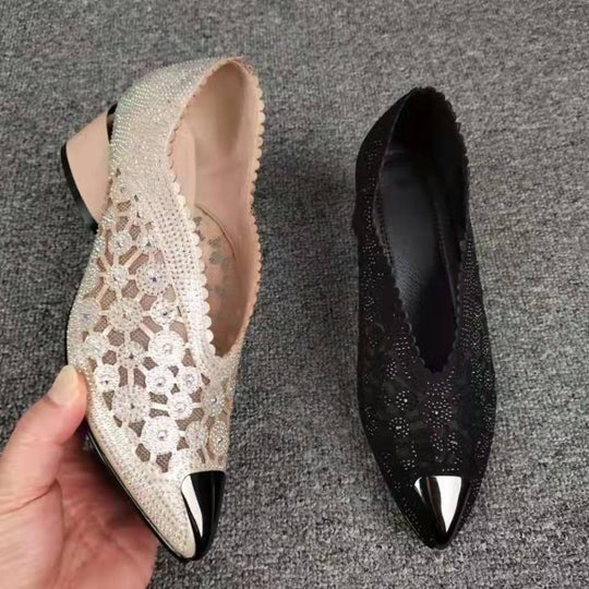 Damen Elegante und funkelnde Pumps mit floralen Akzenten und hochwertigem Glitzer R&B