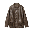 Damen elegante Kunstlederjacke R&B
