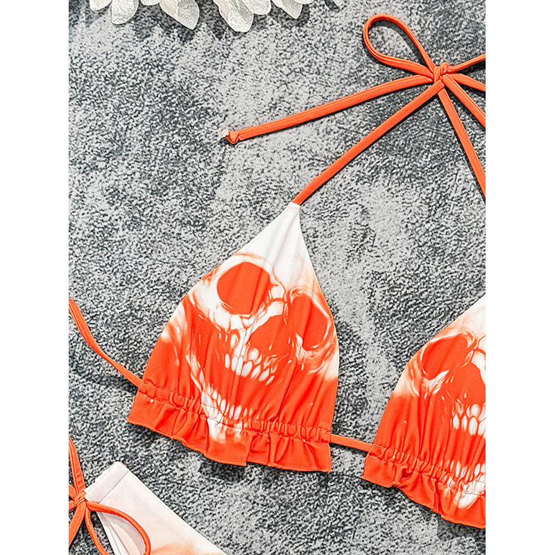 Damen Triangel-Bikini mit coolem Totenkopf-Design R&B