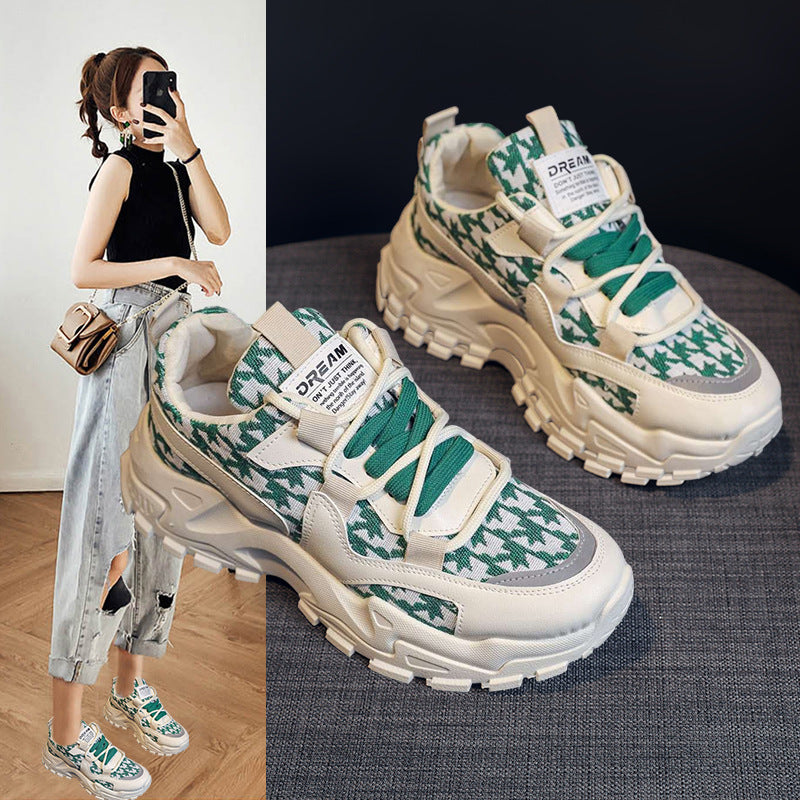 Damen Chunky Sneakers mit modischem Karomuster und komfortabler Dämpfung R&B