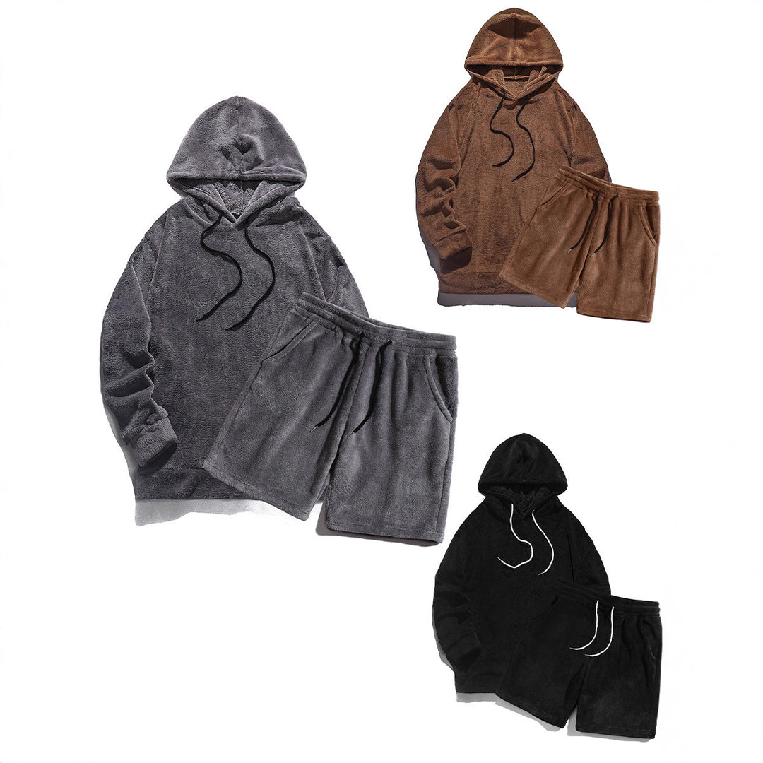 Herren Kuscheliges Hoodie-Shorts-Set R&B