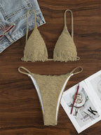 Damen Triangel-Bikini mit Rüschendesign und verstellbaren Trägern