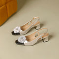 Damen Slingback-Pumps mit eleganter Blütenapplikation