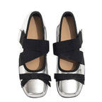 Damen Ballerinas mit elastischen Kreuzriemen und bequemem Lederobermaterial R&B
