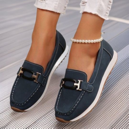 Damen Mokassin-Schuhe mit trendigem Schnallen-Detail R&B