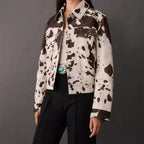 Damen Steppjacke im Cowprint Design mit klassischem Schnitt R&B