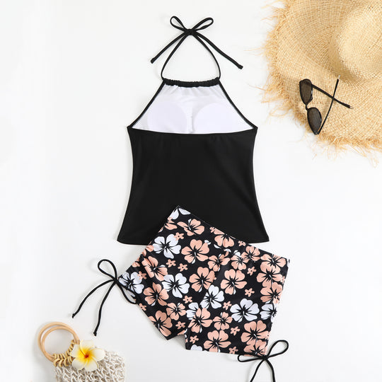 Damen Sportlicher Badeset mit modischen Blumenmuster R&B