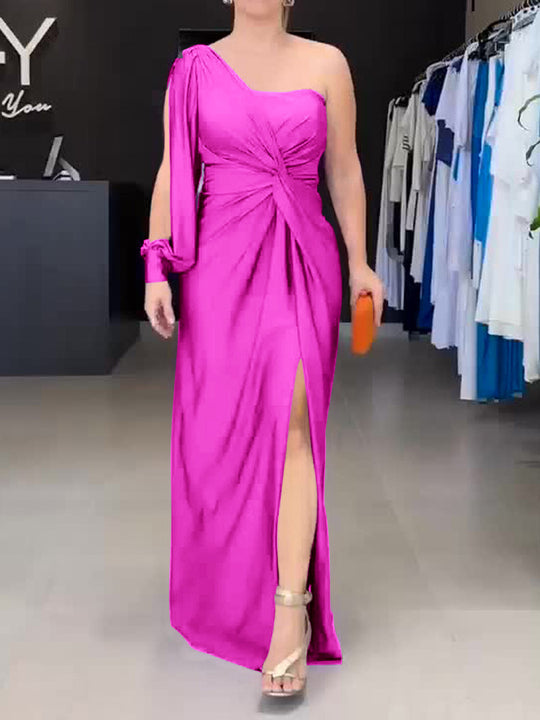 Damen Maxikleid mit asymmetrischem Design und seitlichem Schlitz R&B