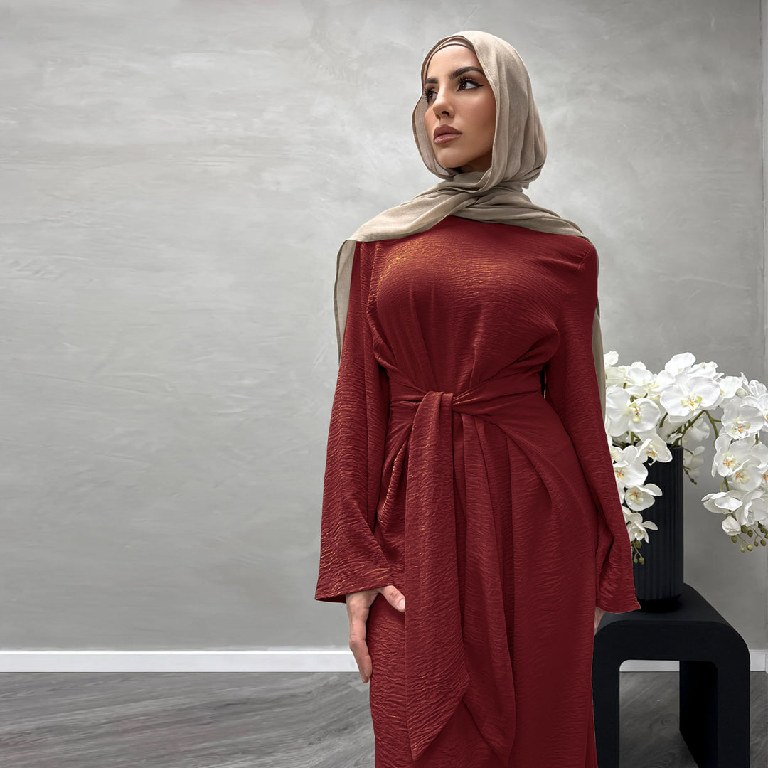 Damen Modisches Maxikleid aus fließendem Stoff mit weiten Ärmeln R&B