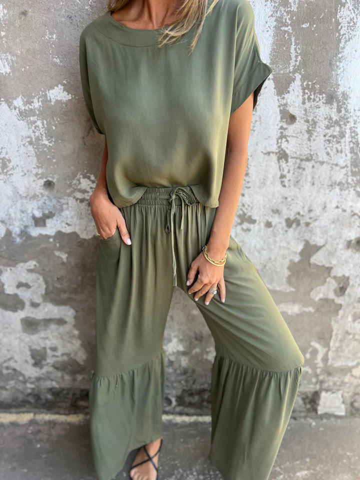 Damen lässiges Jumpsuit mit elegantem Schnitt und weitem Bein R&B