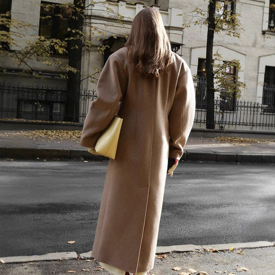 Damen Oversized Wollmantel mit dezenten Rüschen R&B
