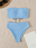 Damen Bandeau-Bikini mit hochgeschnittenem Unterteil