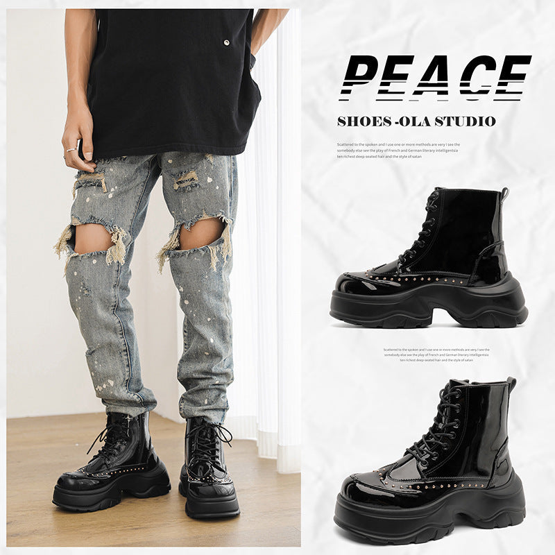 Damen Trendige Stiefeletten mit funkelnden Nieten und robuster Sohle