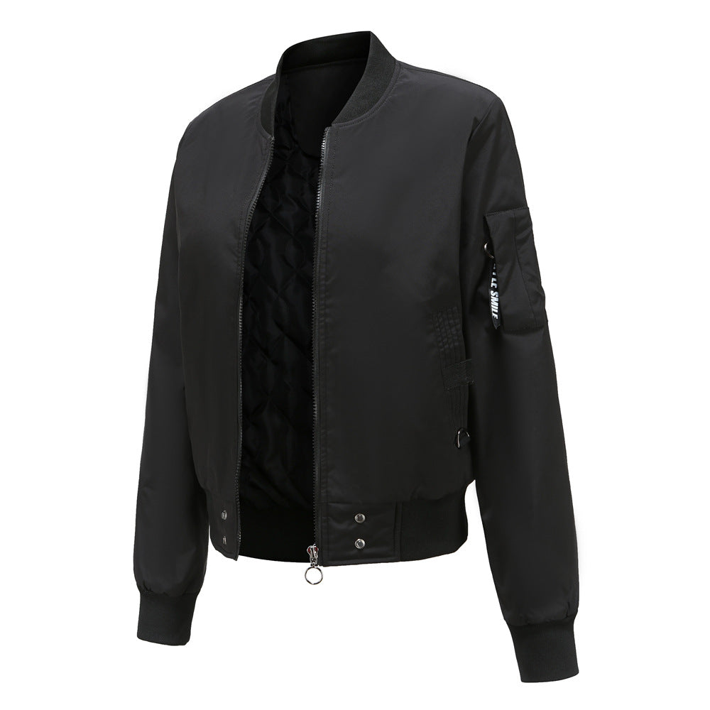 Damen modische Bomberjacke mit praktischen Taschen und seitlichen Einsätzen