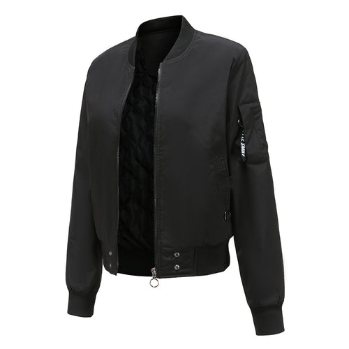 Damen modische Bomberjacke mit praktischen Taschen und seitlichen Einsätzen R&B