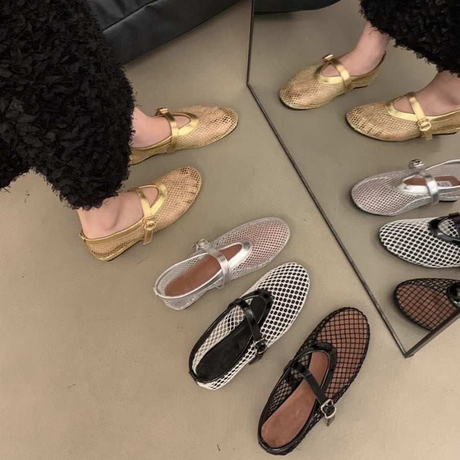 Damen Mesh-Slipper mit verstellbarem Riemen R&B