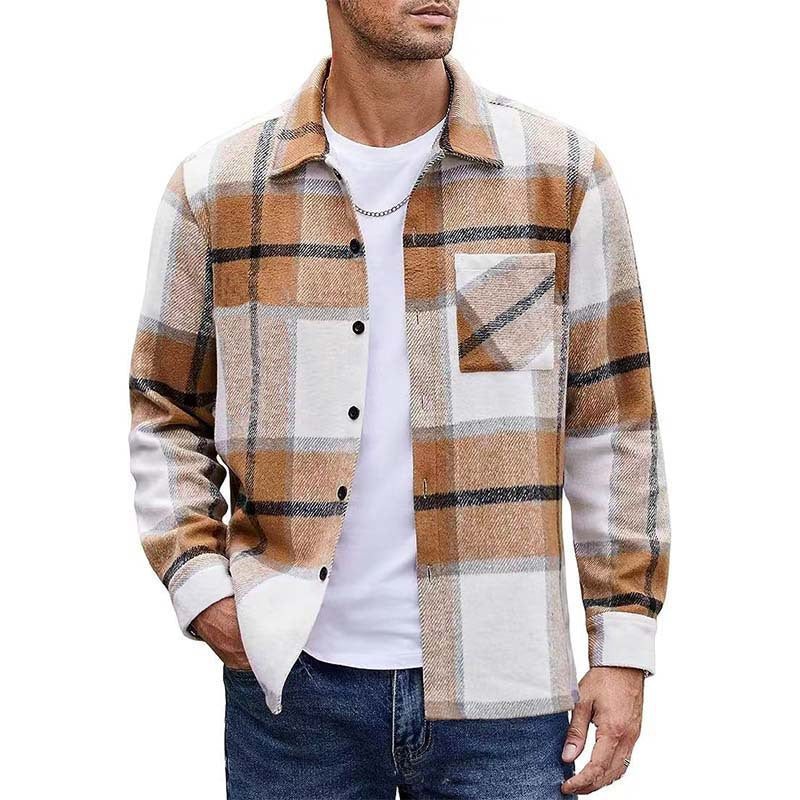 Herren nan oversized kariertes Flanellhemd mit Brusttasche und klassischem Knopfverschluss R&B
