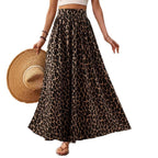 Damen Maxi-Rock mit elastischem Bund und Leopardenmuster R&B